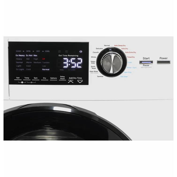 2.4 cubic feet front-loading washing machine and 2.4 cubic feet electric drye