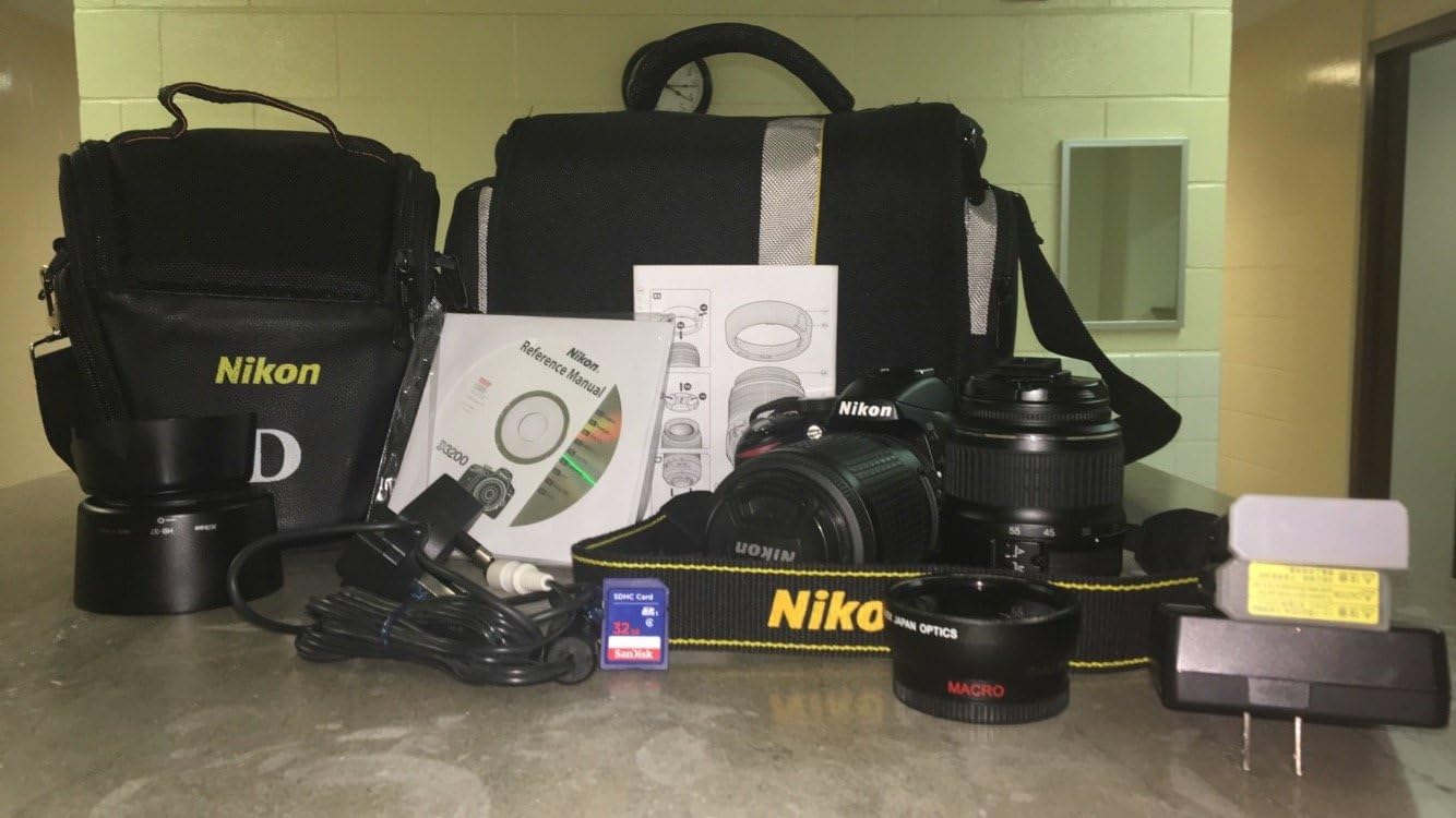 Nikon D3200 24.2 MP CMOS Digital SLR Camera with 18-55mm and 55-200mm VR DX Zoom Lenses Bundle