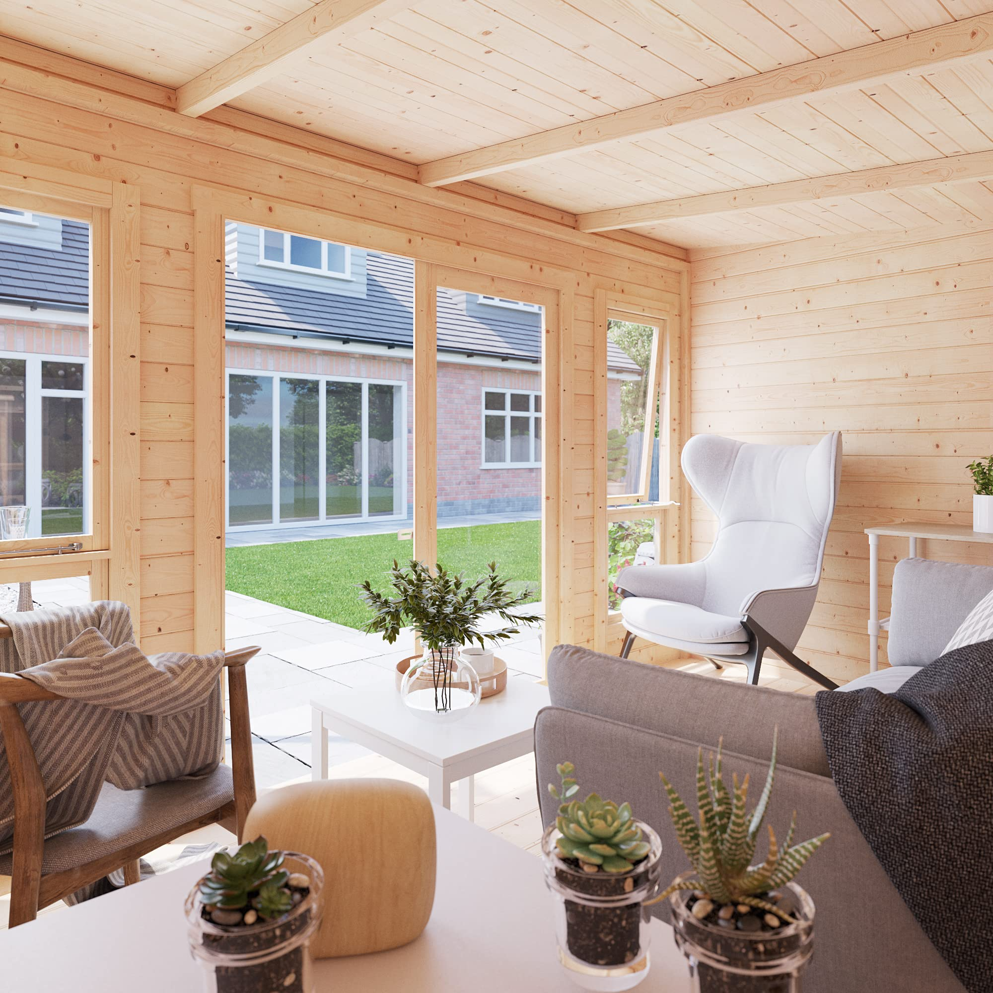 12x8 Log Cabin Summerhouse Garden Office Studio Modern Pent Carmen Outdoor Room