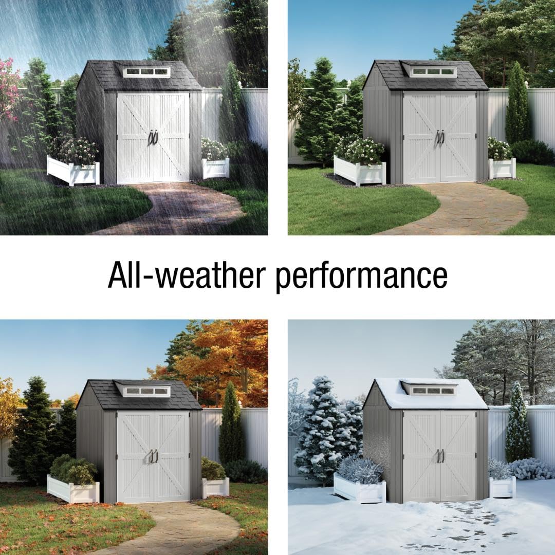 Rubbermaid Resin Outdoor Storage Shed With Floor (7 x 7 Ft)