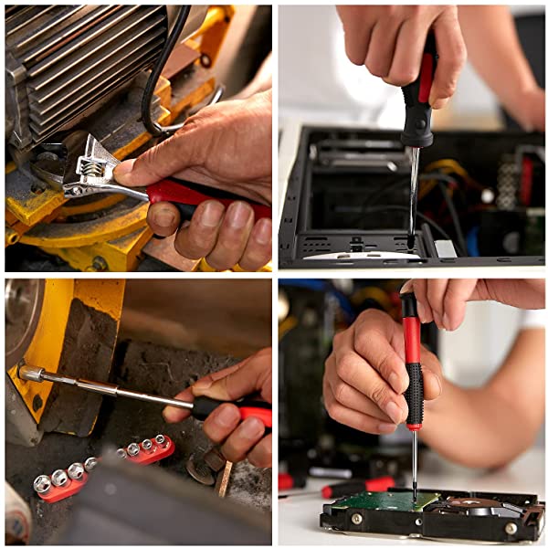 Dedeo Tool Set with Drill, 108Pcs Cordless Drill Household Power Tools Set with 16.8V Lithium Driver Claw Hammer Wrenches Pliers DIY Accessories Tool Kit Medium