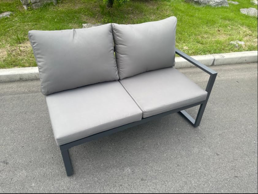 FMSGarden Aluminium Patio Outdoor Garden Furniture Lounge Corner Sofa Set Dark Grey (7 Seater)