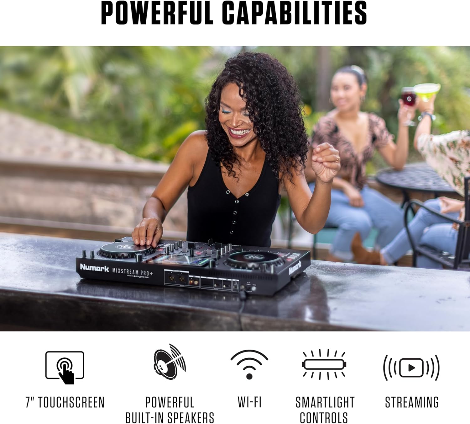 Numark Mixstream Pro+ DJ Controller with Stem Separation, 2 Decks, Wi-Fi Streaming, Mixer, 7