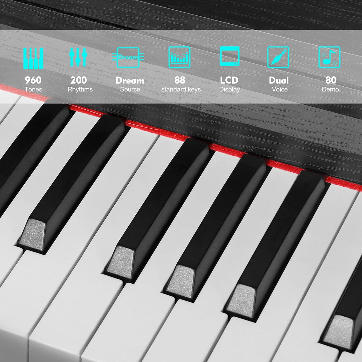 MUSTAR Digital Piano 88 Weighted Keys, Full Size 88 Key Piano Keyboard Semi Weighted, Home Electric Piano with Furniture Stand and Triple Pedal, Music Stand, USB MIDI