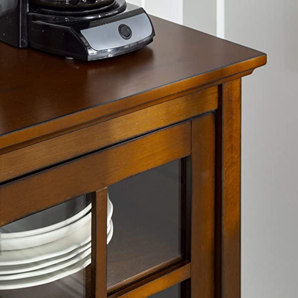 Walker Edison Charlotte Classic Glass Door Storage Buffet, 52 Inch, Espresso Espresso 52 Inch