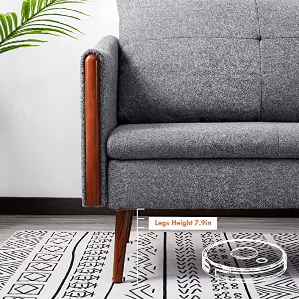 Vonanda Faux Leather Sofa Couch, Modern Tufted 3-Seater Sofa with Clean Lines and Upholstered Artificial Leather for Compact Living Space, Chestnut Brown 3-seater sofa Chestnut Brown