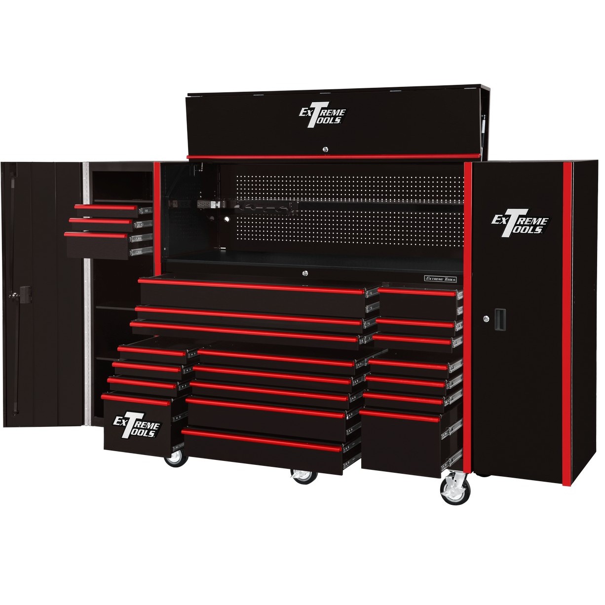 used toolboxExtreme Tools 72 x 25 19 Drawers Roller, Hutch & 2 Side Lockers Combo