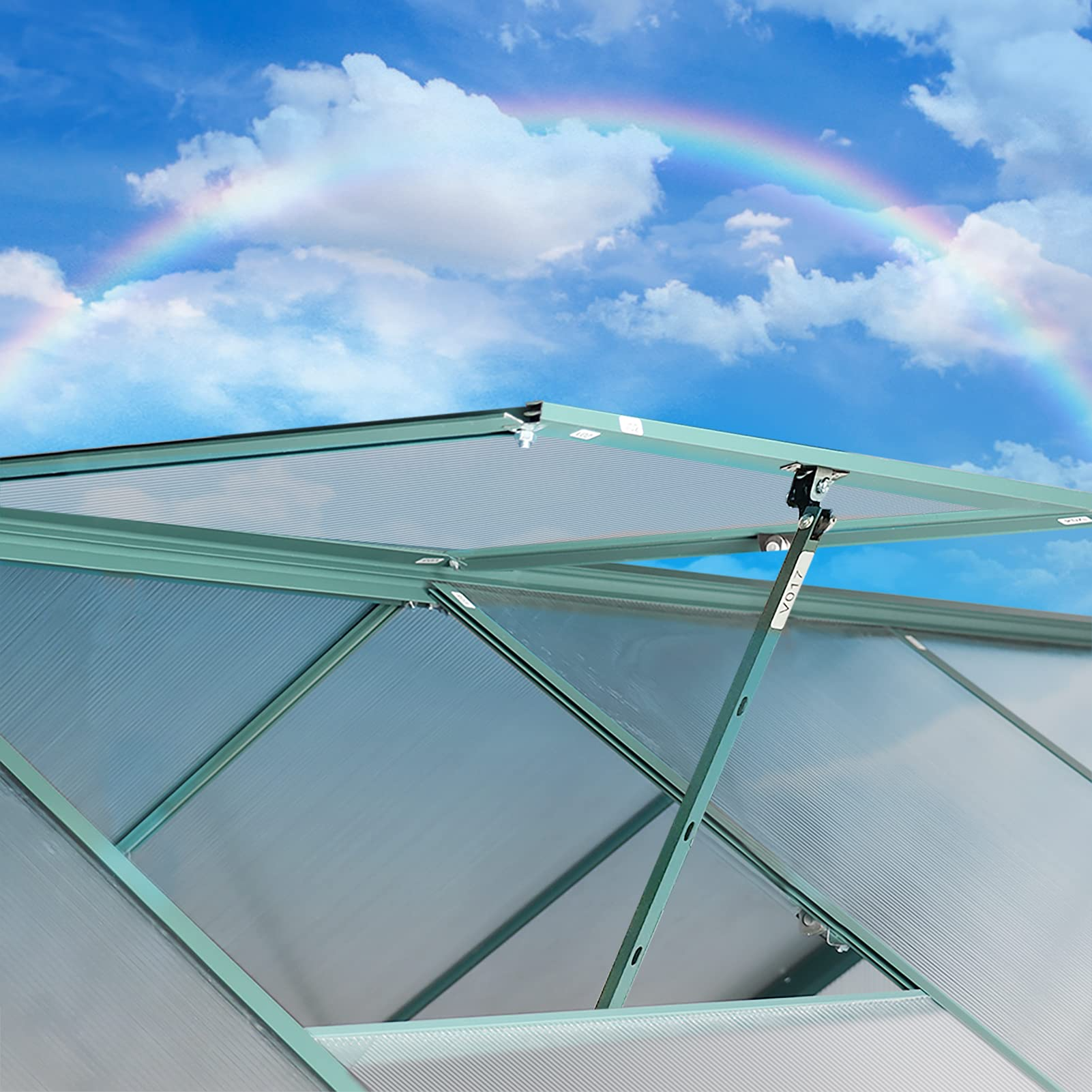 6x8 Hobby Greenhouse, Polycarbonate Aluminum Green House with Window, Heavy Duty Greenhouses Kit