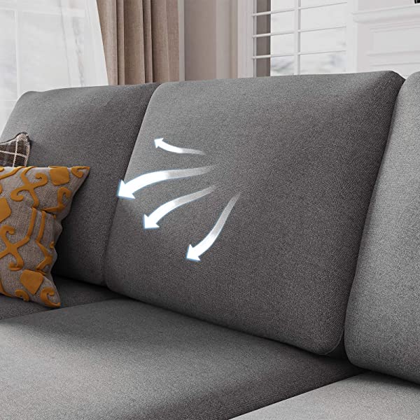 HONBAY Reversible Sectional Sofa Couch Convertible Couch Sofa Sectional L Shape Couch for Small Apartment Grey