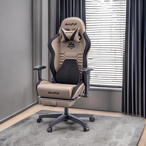 AutoFull C3 Gaming Chair, Racing Style Gaming Chair with Ergonomic Lumbar Support,Adjustable High Back PU Leather PC Chair with Footrest