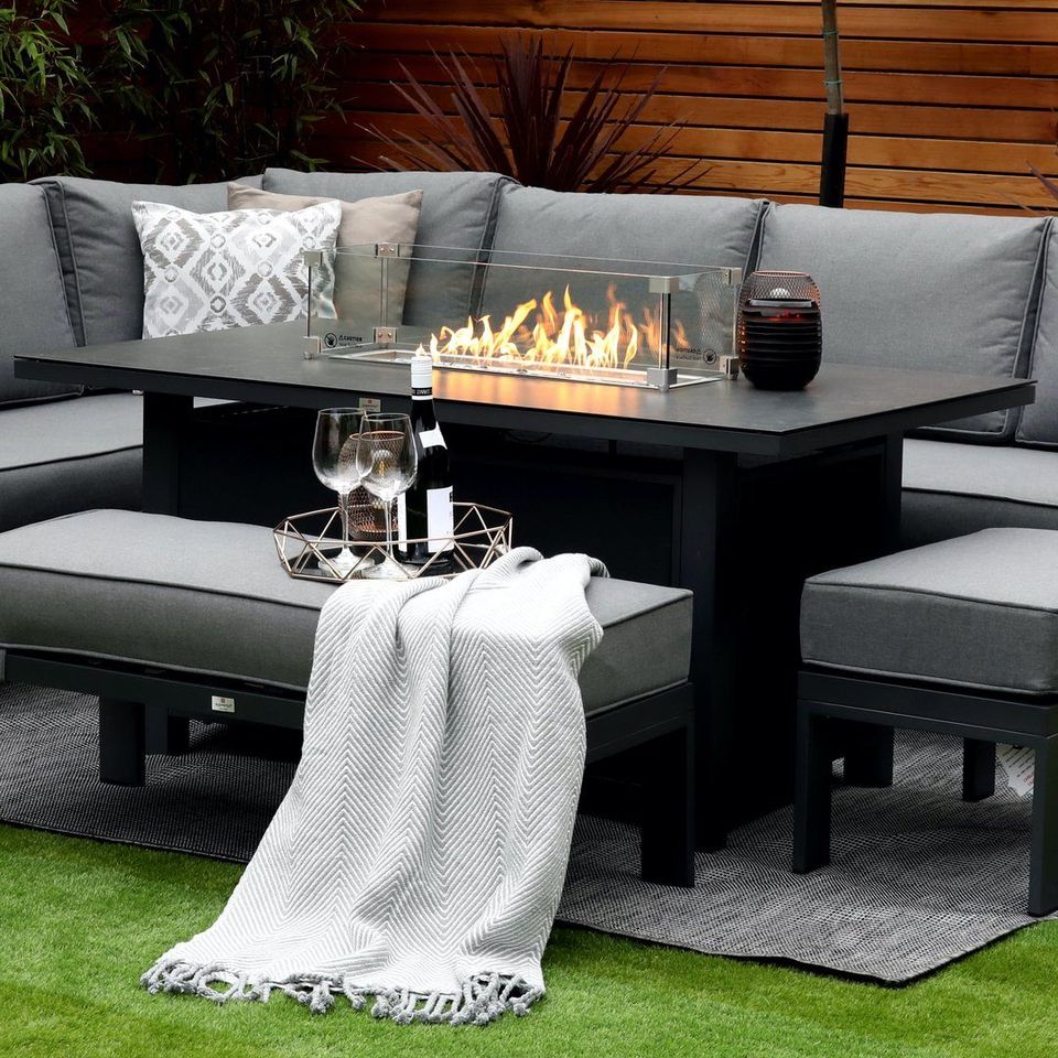 Monaco Luxury Large Grey Rattan Garden Sofa Set 10 Piece Semi Circle