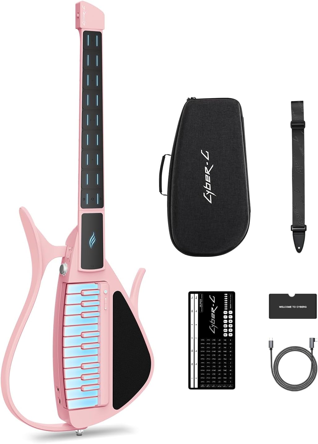 Enya CYBER-G Stringless Smart Guitar, Foldable Travel Backing Guitarra, Built-in Drum Machine & Bassline