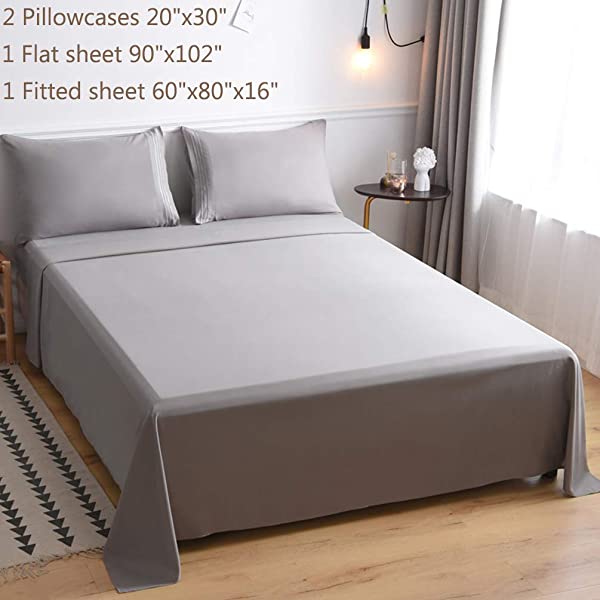 LBRO2M Bed Sheet Set Queen Size 16 Inches Deep Pocket 1800 Thread Count 100% Microfiber Sheet,Bedding Super Soft Comfortable, Cool Warm,4 Piece（Dark Grey） Dark Grey Queen