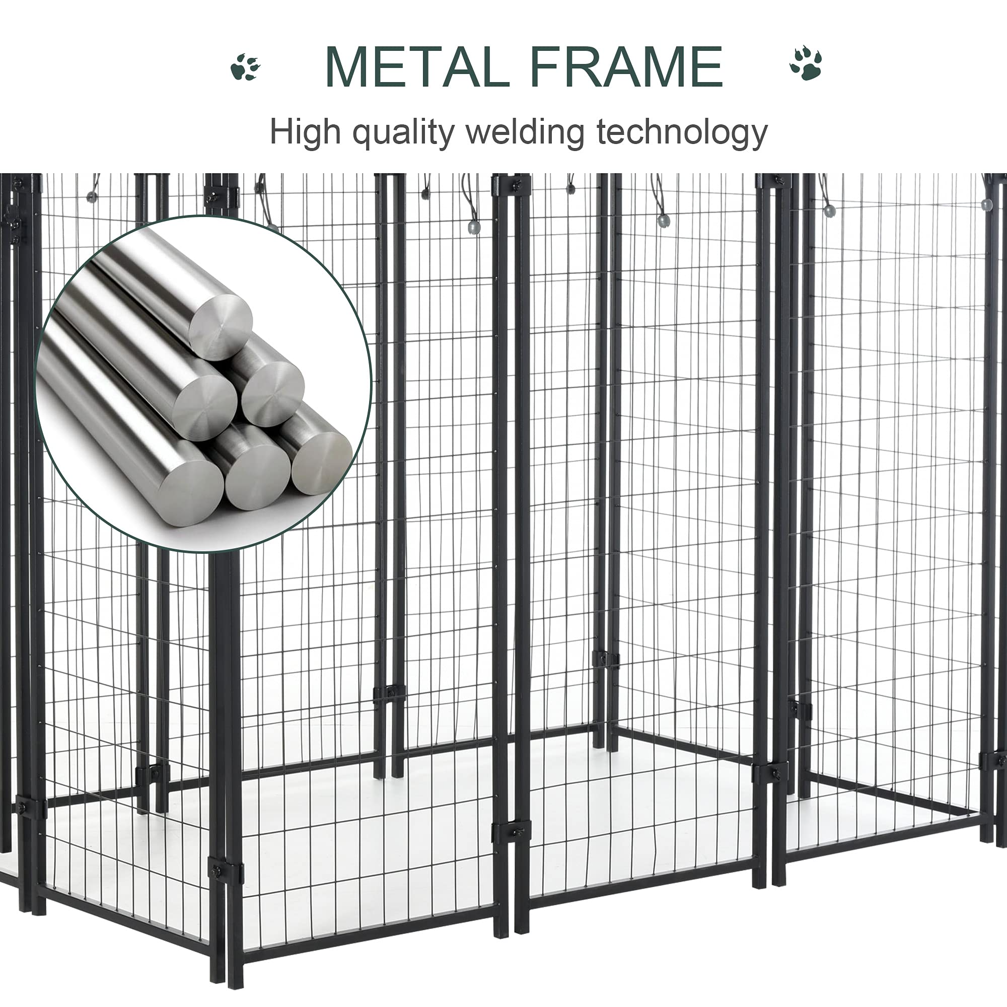 6'x4'x6' Large Dog Kennel Outdoor Steel Fence with UV-Resistant Cloth Roof & Secure Lock