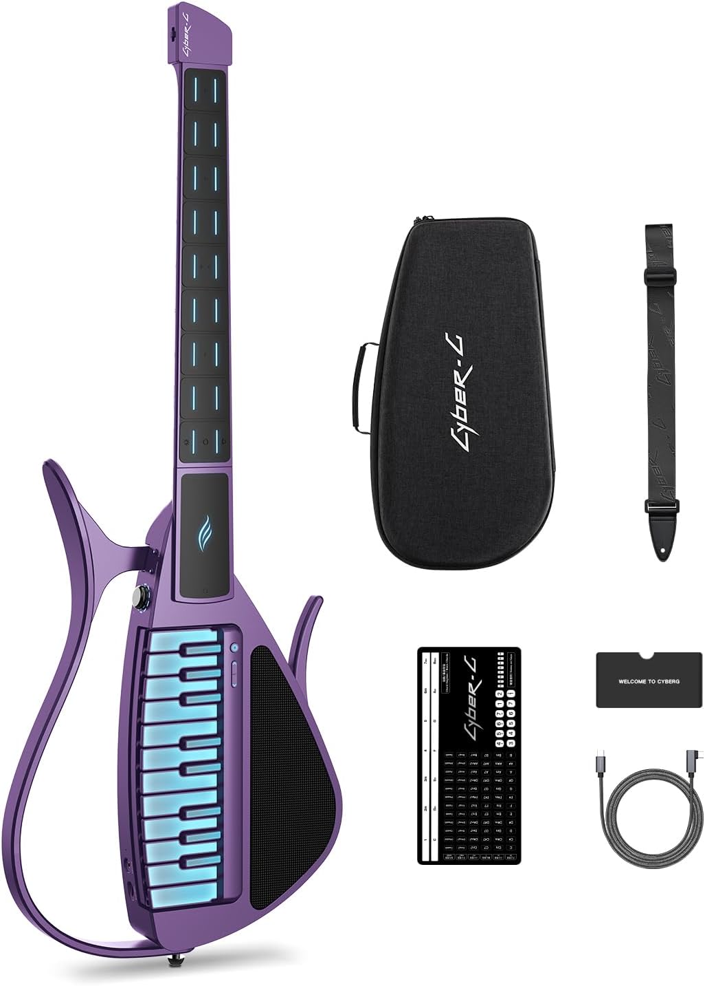 Enya CYBER-G Stringless Smart Guitar, Foldable Travel Backing Guitarra, Built-in Drum Machine & Bassline