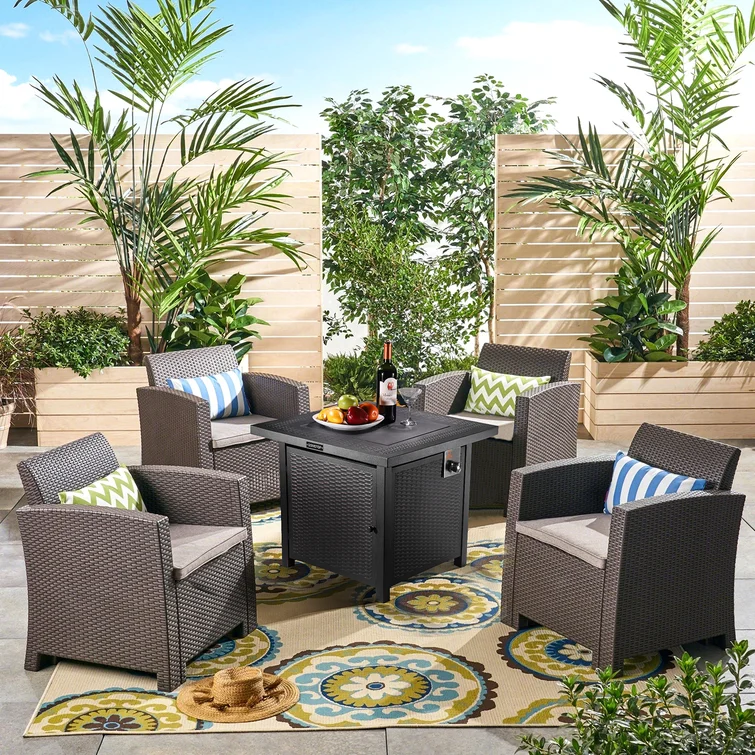 25'' H x 28'' W Propane Outdoor Fire Pit Table