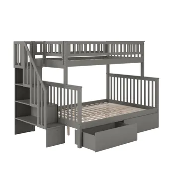 Shyann Twin Over Full Solid Wood Standard Bunk Bed with Shelves by Three Posts™ Baby & Kids