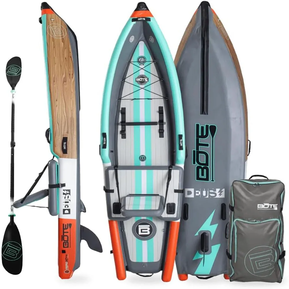 BOTE Deus Aero Inflatable Kayak Compatible with MagnePod for Adults and Kids, Including Travel Bag, 1 Person Single Seat Inflatable Kayak for Recreational Fishing, Hunting and Leisure