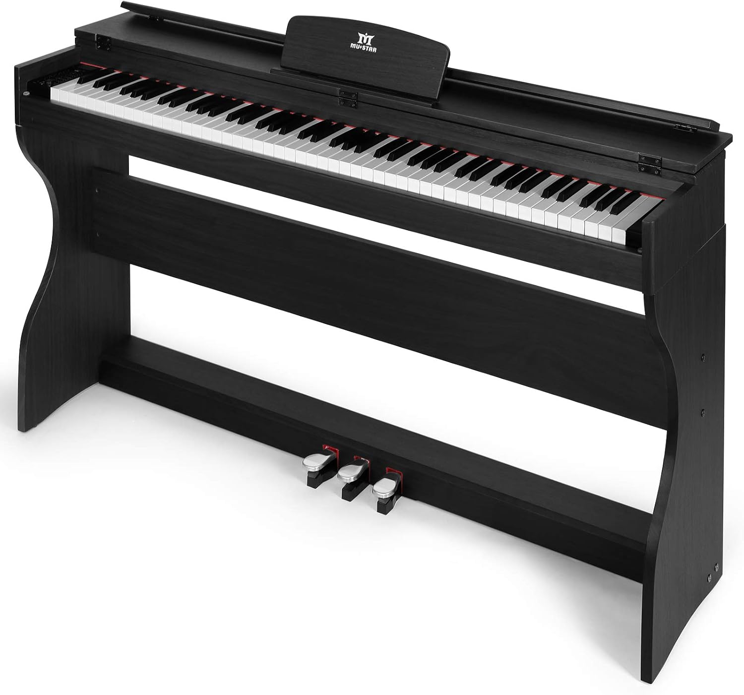 MUSTAR Digital Piano 88 Weighted Keys, Full Size 88 Key Piano Keyboard Semi Weighted, Home Electric Piano with Furniture Stand and Triple Pedal, Music Stand, USB MIDI