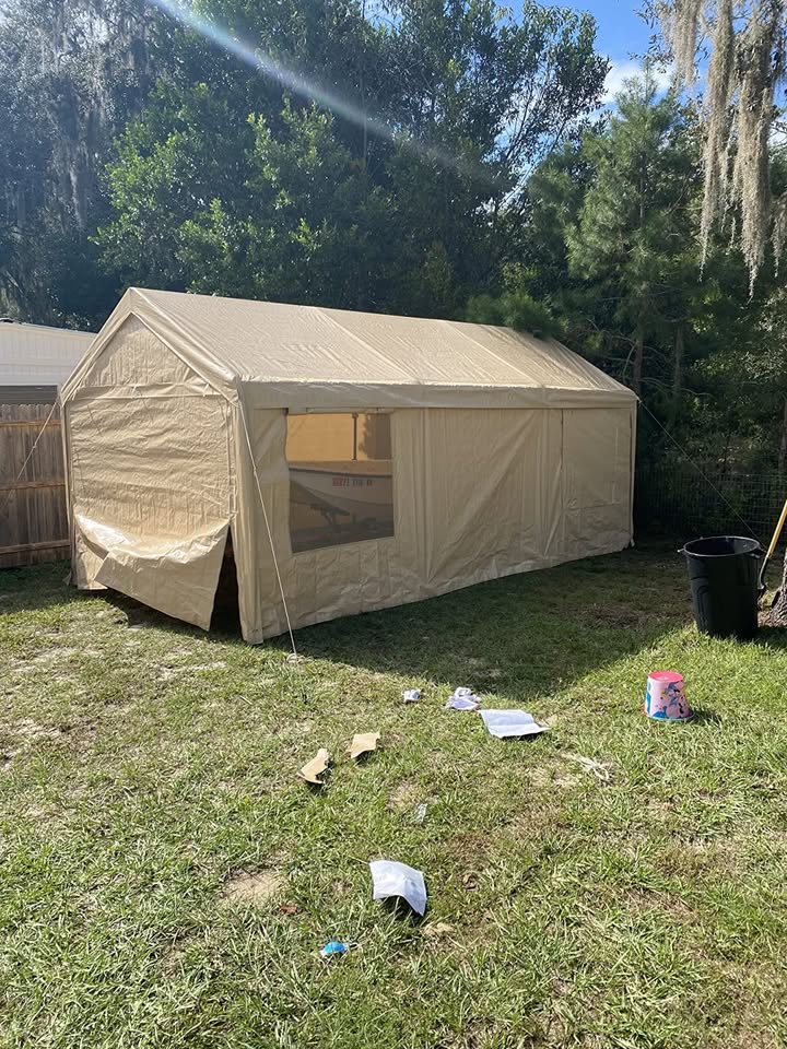 10x20ft Heavy Duty Carport, Portable Garage for Auto, Boat Market stall, Car Tent Windows, Beige