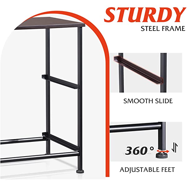 WLIVE Nightstand with 2 Fabric Drawers, Bedside Furniture & End Table Dresser for Bedroom, Living Room, Steel Frame, Wood Top, Easy Pull Handle Charcoal Gray