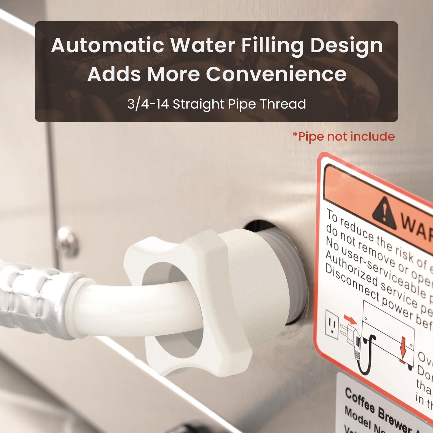 SYBO 12 cup commercial coffee maker, drip coffee maker, with 3 lower heaters and 3 glass decanters, stainless steel cafeteria