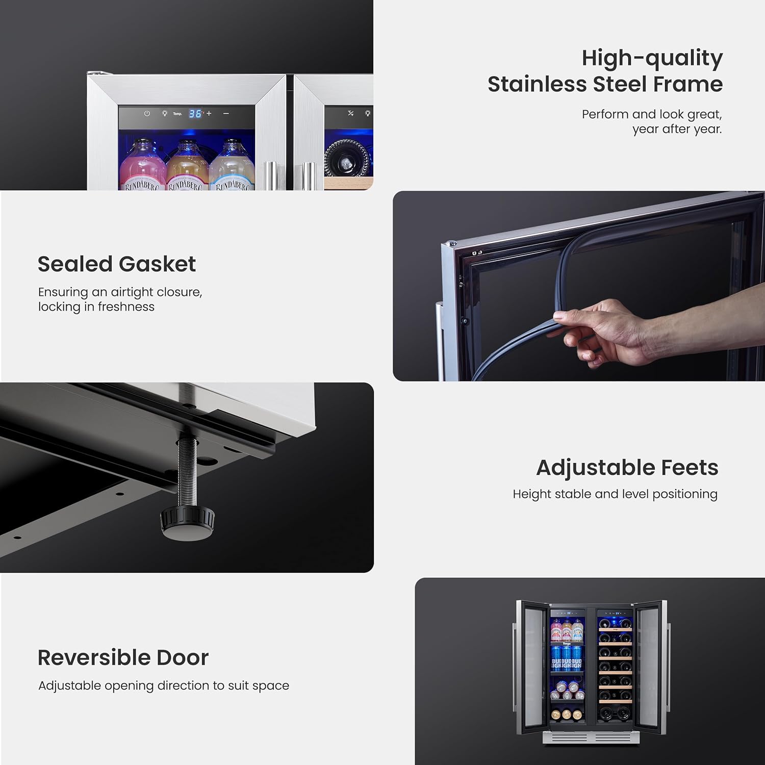 Yeego Wine and Beverage Refrigerator - 24 Inch Dual Zone Wine Fridge