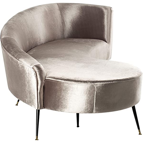 Safavieh Couture Home Evangeline Modern Glam Champagne Velvet and Black Parisian Sofa Champagne/Black