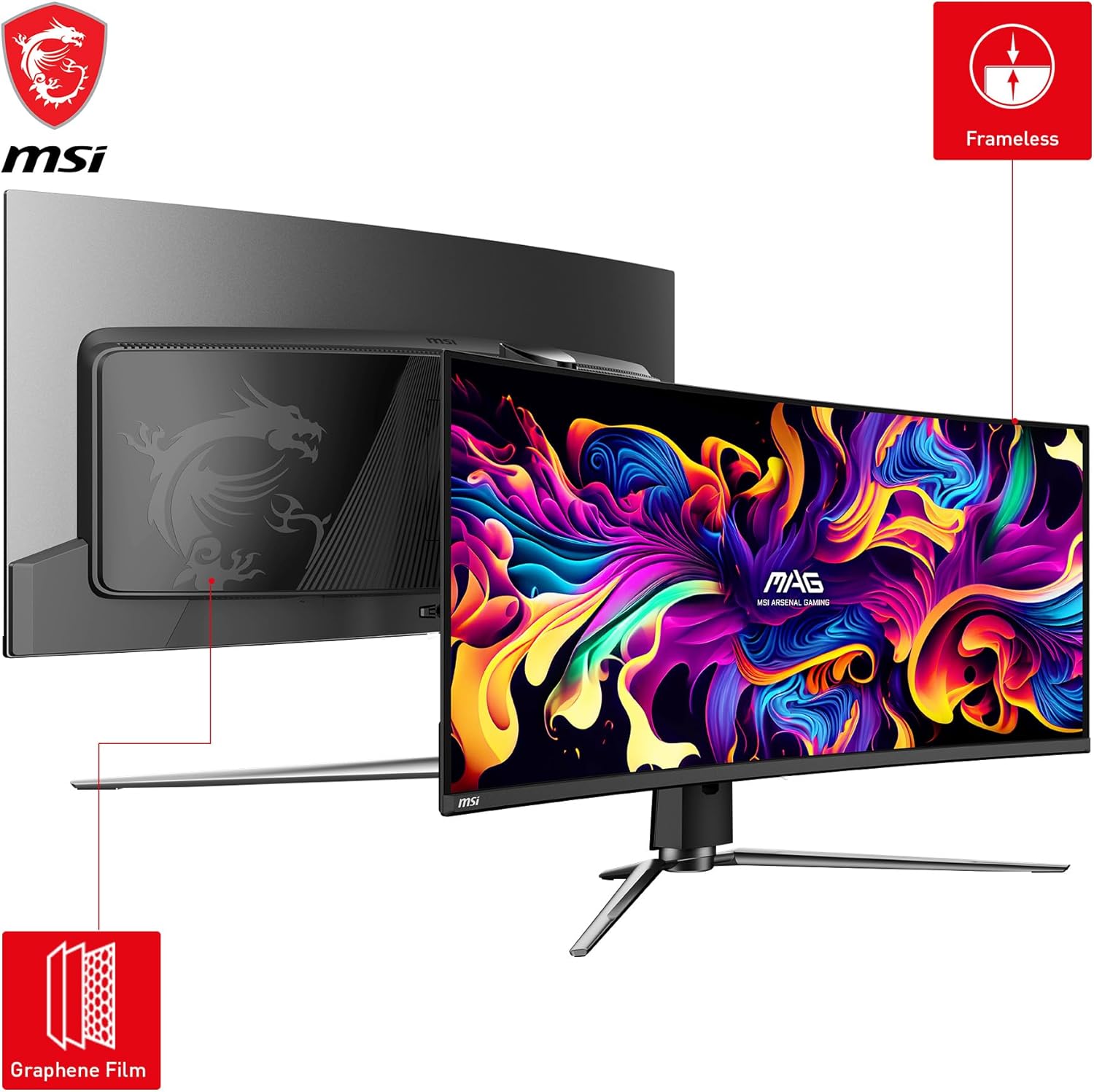 MSI MAG341CQP QD-OLED, 34 Curved OLED Gaming Monitor, 3440 x 1440 (UWQHD), OLED 0.03ms Response time, 175Hz, True Black HDR 400