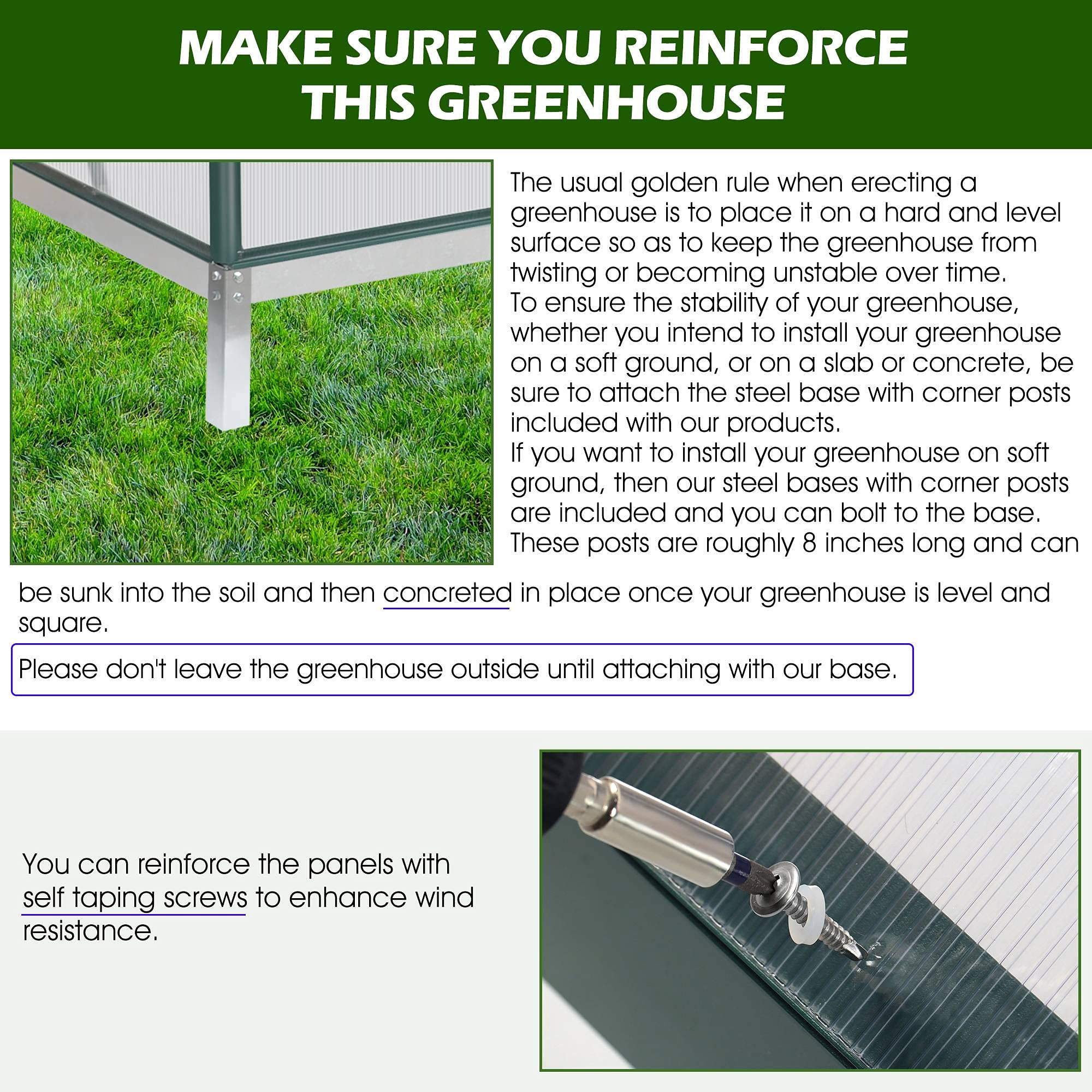 6x8 Hobby Greenhouse, Polycarbonate Aluminum Green House with Window, Heavy Duty Greenhouses Kit