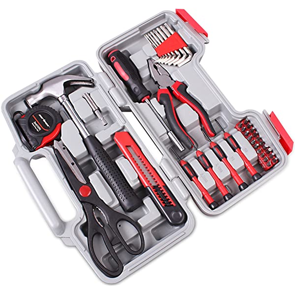 CARTMAN Orange 39-Piece Tool Set - General Household Hand Tool Kit with Plastic Toolbox Storage Case Orange 39pcs