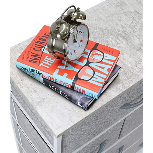 Sorbus Dresser with 8 Drawers - Furniture Storage Chest Tower Unit for Bedroom, Hallway, Closet, Office Organization - Steel Frame, Wood Top, Easy Pull Fabric Bins (White)