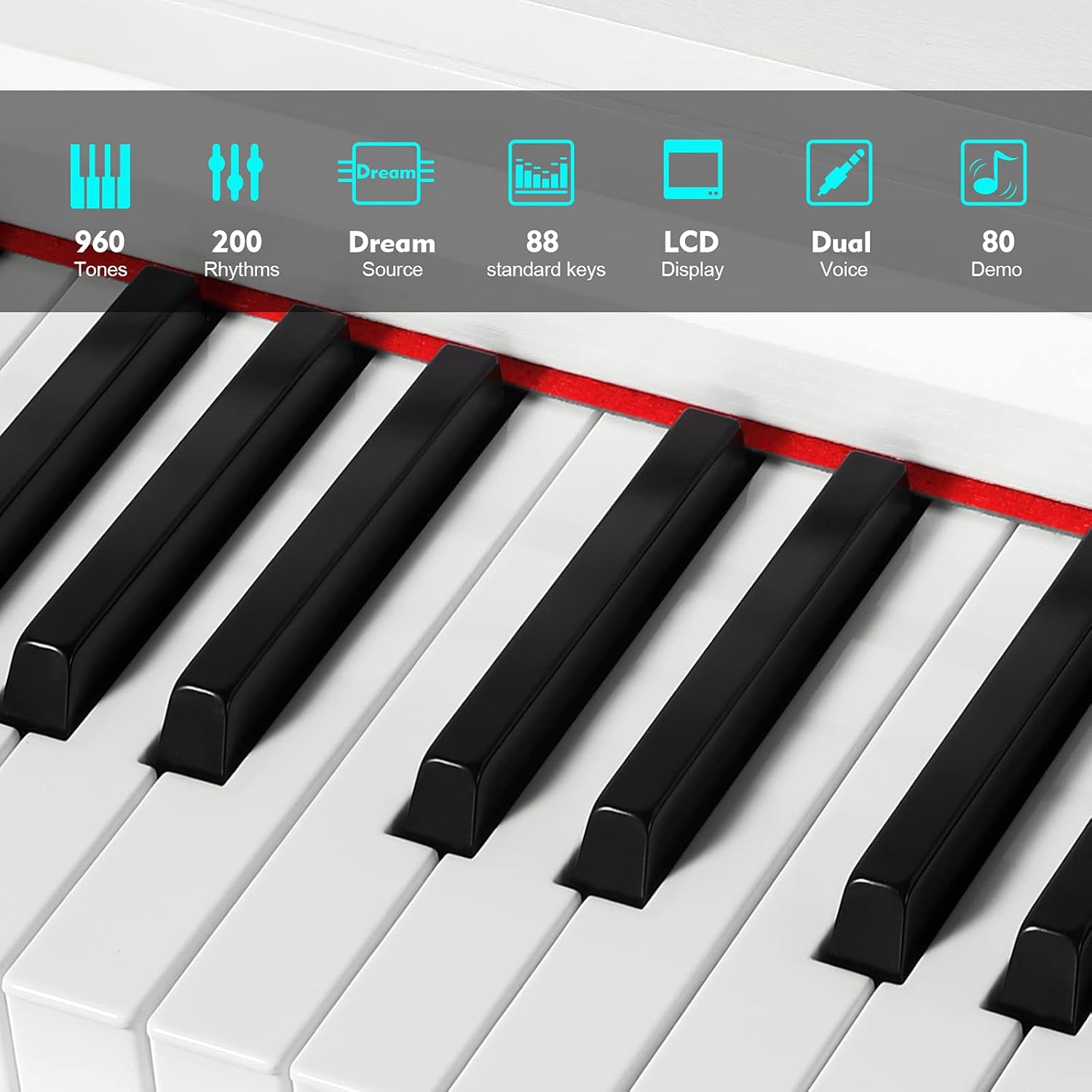 MUSTAR Digital Piano 88 Weighted Keys, Full Size 88 Key Piano Keyboard Semi Weighted, Home Electric Piano with Furniture Stand and Triple Pedal, Music Stand, USB MIDI