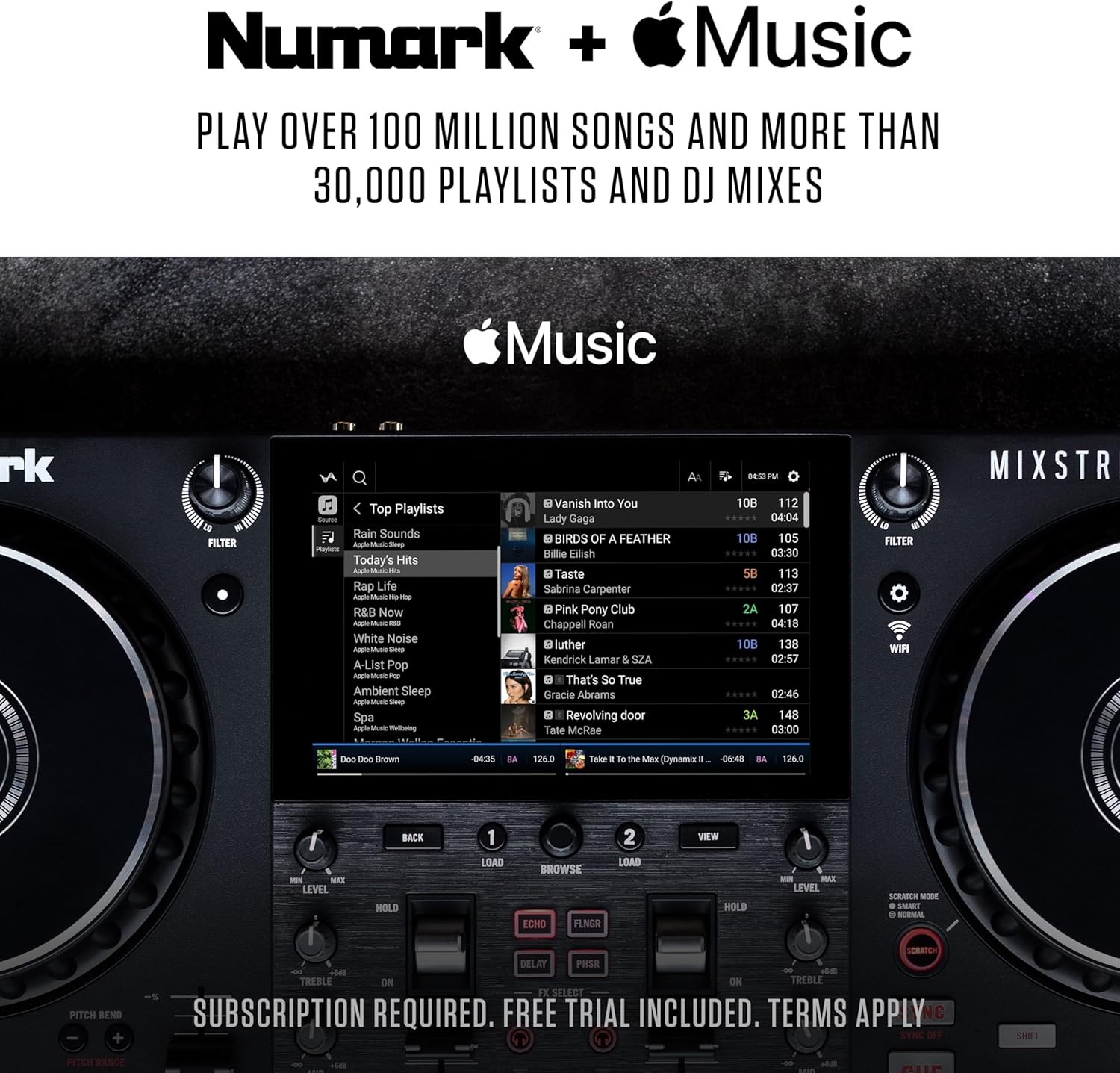 Numark Mixstream Pro+ DJ Controller with Stem Separation, 2 Decks, Wi-Fi Streaming, Mixer, 7