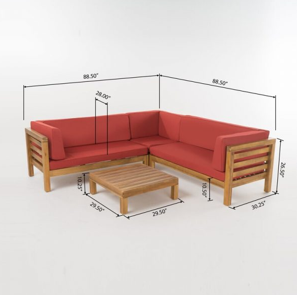 Seaham Solid Wood 5-Seat Group with Cushion