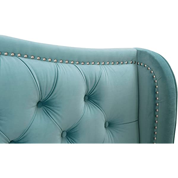 Jennifer Taylor Home Marcella Collection Queen Wingback Tufted Hand-Applied Nail Heads Upholstered Bed, Antique White Antique White Queen