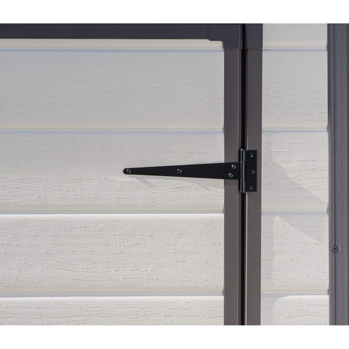 Keter Manor Outdoor Pent Single Door Garden Storage Shed 6 x 4ft Beige Brown Wood Effect Fade Free All Weather Resistant Safe