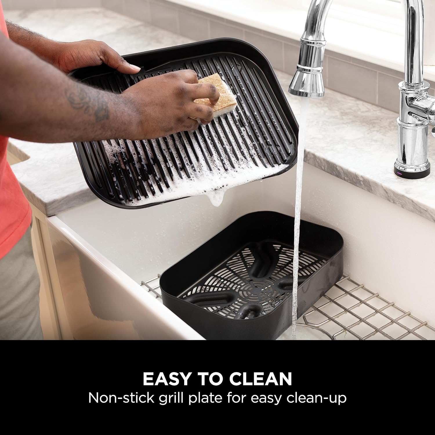 Ninja Woodfire Electric Outdoor BBQ Grill, Smoker and Air Fryer with Pellets and Digital Probe, 5 Skewers, 7 Functions; Grill, Smoke, Air Fry, Roast and more, Red/Black