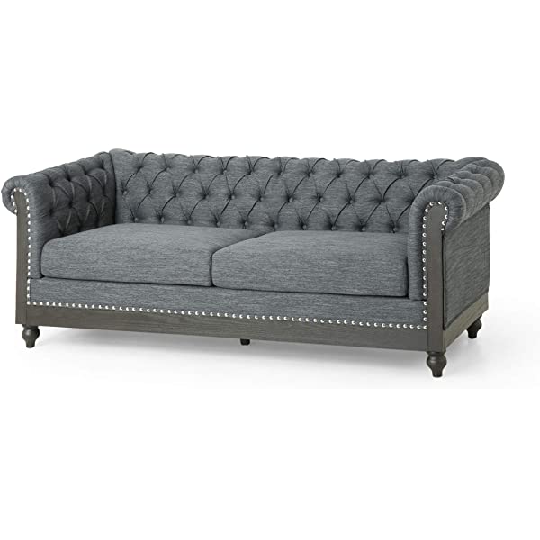 Christopher Knight Home Castalia Sofas, Midnight Black + Dark Brown Midnight Black + Dark Brown Birch Wood