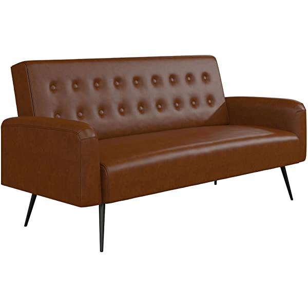 Novogratz 2360379N Z Stevie, Convertible Sofa Bed Couch, Ivory Velvet Futon