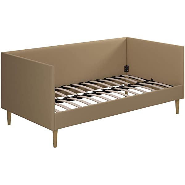 DHP Franklin Mid Century Upholstered Daybed, Sofa Bed, Twin Size Frame, Tan Linen Linen Twin Tan