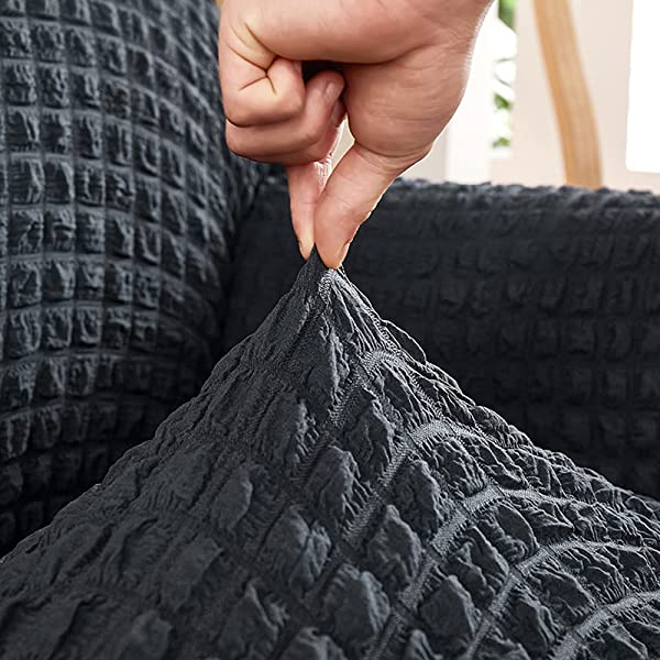 skyfiree Couch Cover Gray Sofa Slipcover Universal High Stretch Couch Cover 1 Piece Soft Sofa Cover for 3 Cushion Couch Elastic Durable Furniture Protector with Skirt 3 Seater Grey