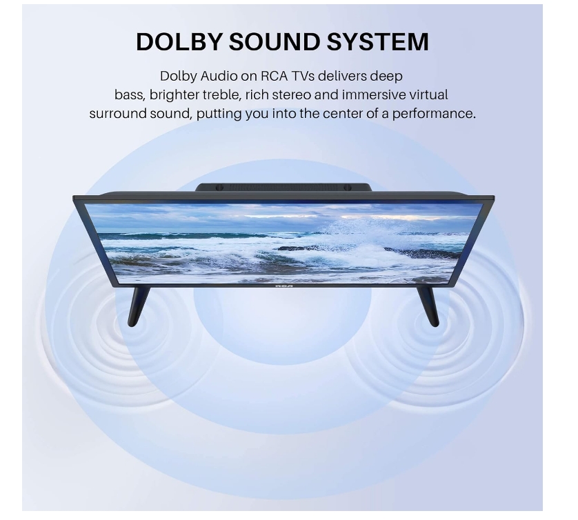 RCA 720P TV, Freeview HD Dolby Digital Audio DVB T2/S2 HD LED Backlighting Display TV