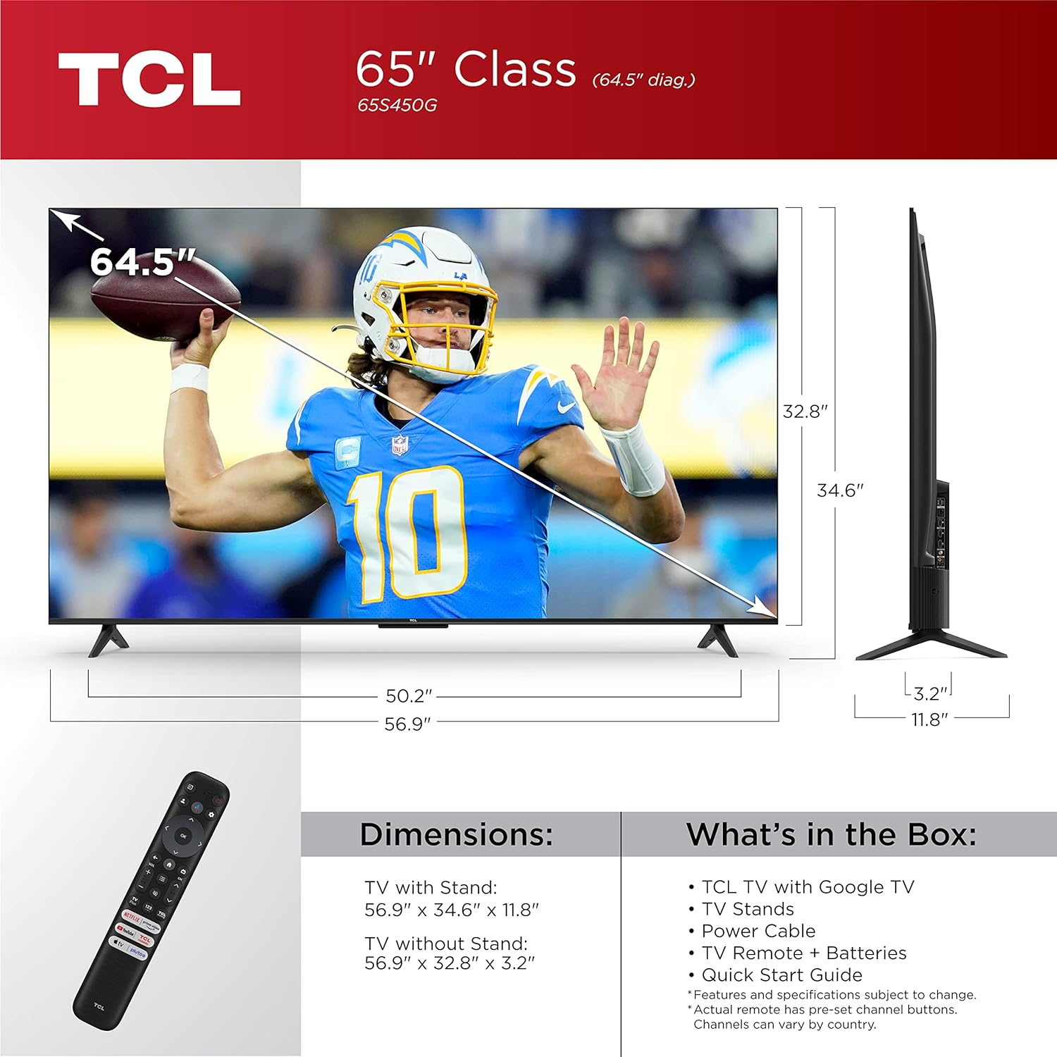 TCL 65-75-Inch QM8 QLED 4K Smart Mini LED TV with Google TV (65QM850G, 2023 Model)