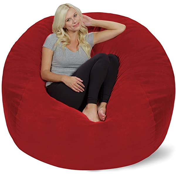 Chill Sack Bean Bag Chair: Giant 5' Memory Foam Furniture Bean Bag - Big Sofa with Soft Micro Fiber Cover - Navy Microsuede - Navy