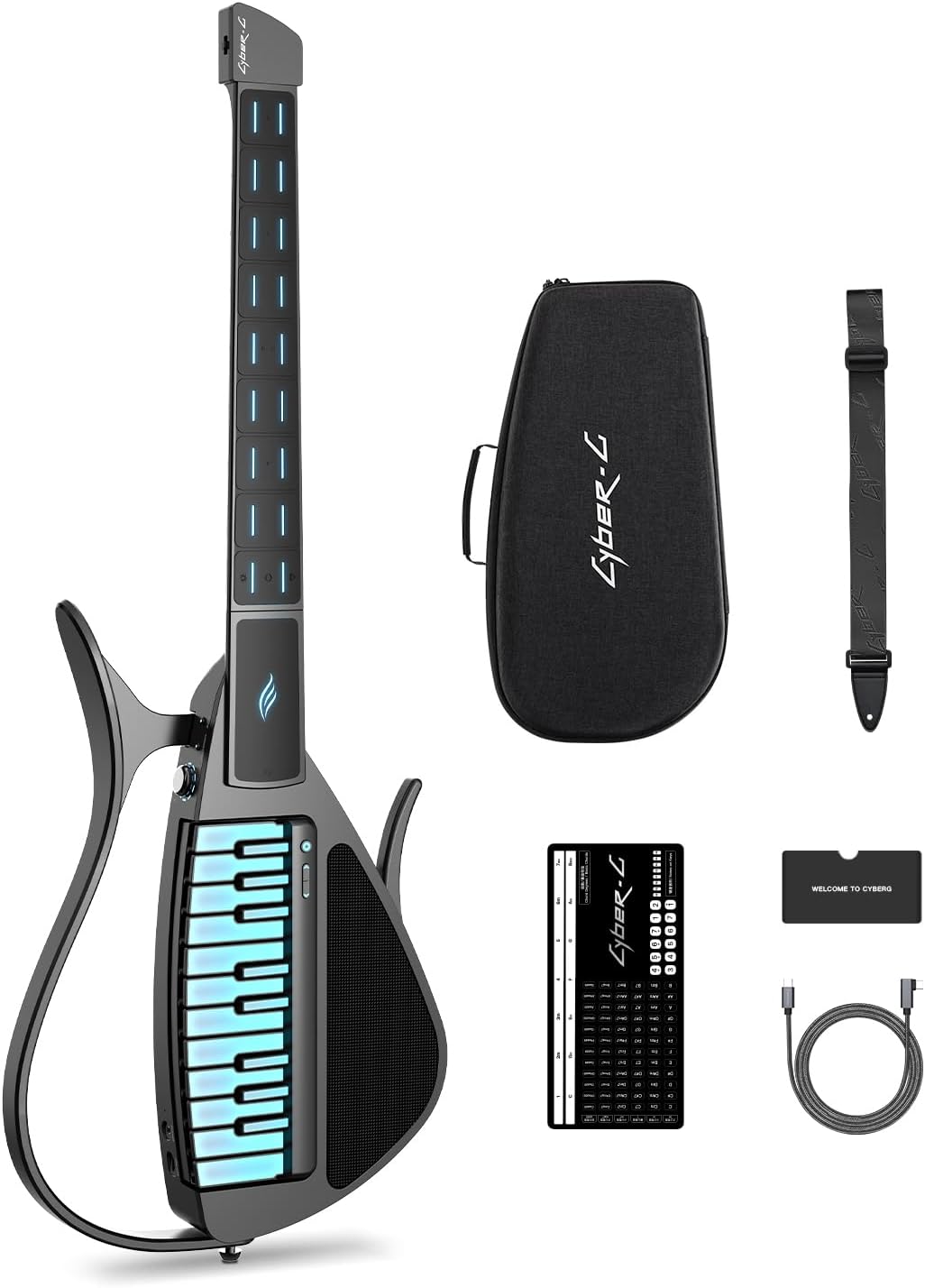 Enya CYBER-G Stringless Smart Guitar, Foldable Travel Backing Guitarra, Built-in Drum Machine & Bassline