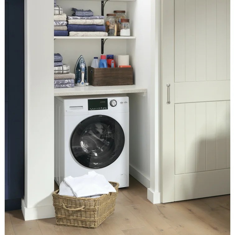 2.4 cubic feet front-loading washing machine and 2.4 cubic feet electric drye