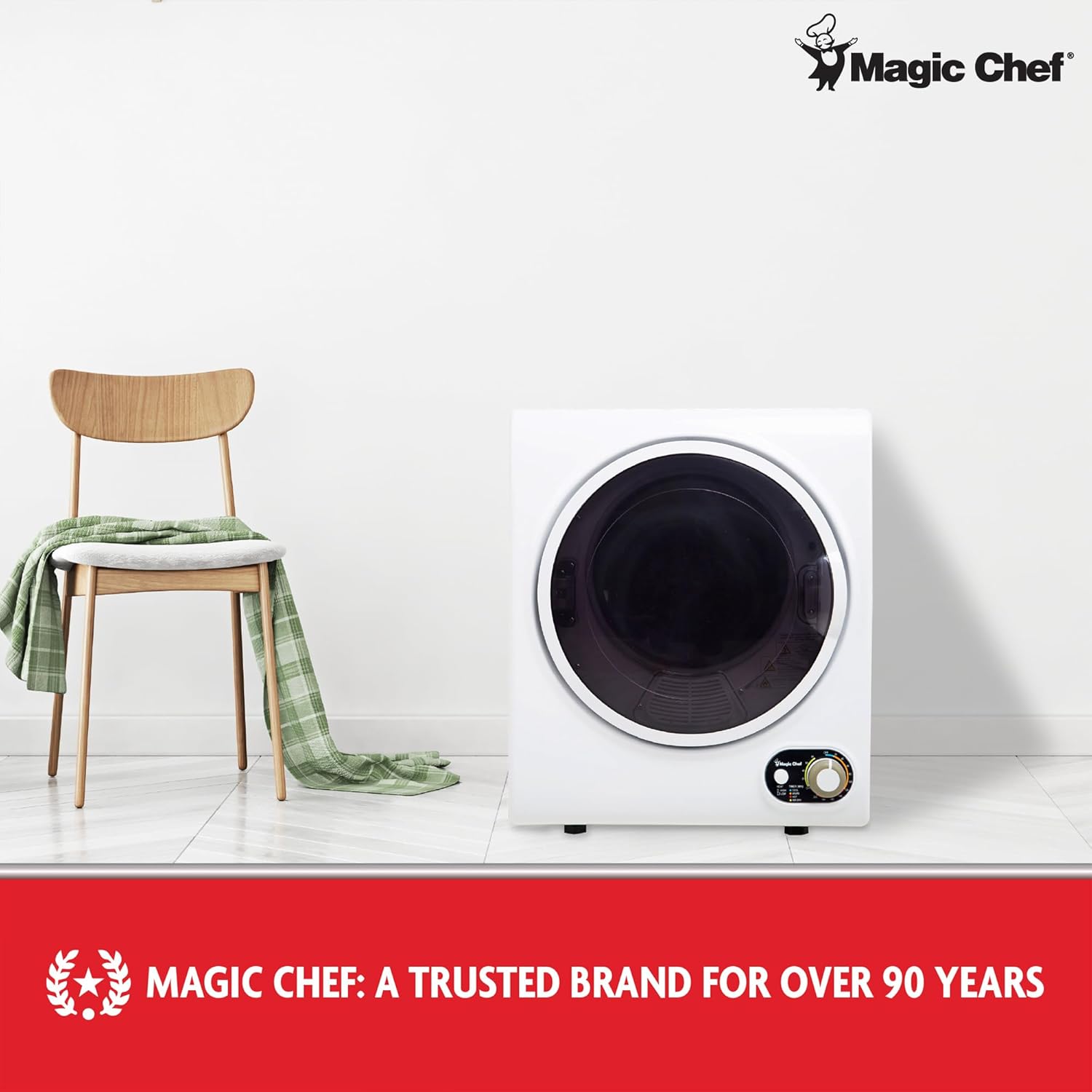 Magic Chef Compact Laundry Dryer Machine, Small Portable Dryer, Vented, 1.5 Cubic Feet, White