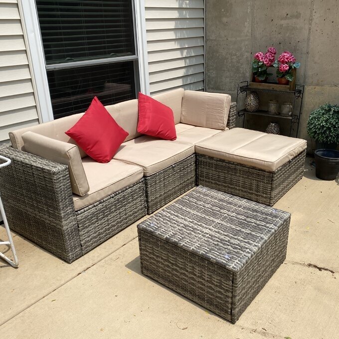 5 patio set wicker outdoor combination sofa