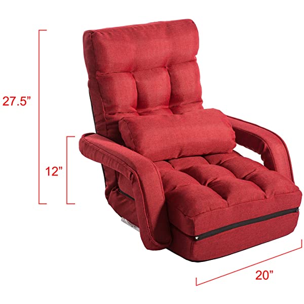 Harper&Bright Designs Folding Lazy Sofa Floor Chaise Lounge Chair Futon with Back Support, Beige